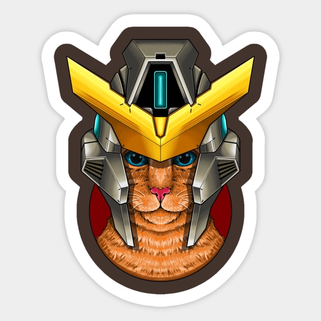 Gundam Cats: Helm Wearing Feline Fashion 2 Sticker by virgot